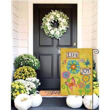 1pc, Love With Joy Spring Flower Garden Flag, 12 X 18 Inch Double Sided Farmhouse Yard Outdoor Flag, Farmhouse Rustic Pasture Porch Decoration(ONLY FLAG)