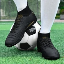 1 Pair Unisex Cleated Football/Soccer Shoes, Suitable For Training On Artificial Grass, Hard Outdoor Fields, And Indoor Courts, Professional Team Sports Shoes With Lace-Up, Non-Slip Rubber Soles, Lightweight High-Performance Design And Short Studs