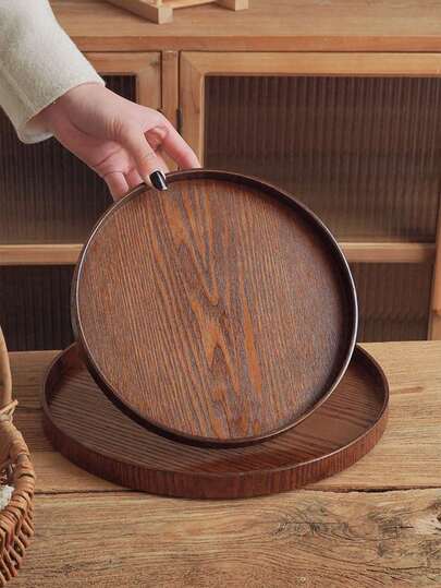1 طقم صينيات خشبية لتقديم الطعام، للحفاظ على الطعام والوجبات الخفيفة والمشروبات والسوشي والستيك والبيتزا والحلويات والكيك والخبز وأطباق الإفطار وتقديم القهوة والشاي وأطباق السلطة الباردة