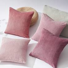 4pcs Set Soft Velvet Gradient Pink Decorative Throw Pillow Covers, Modern Double-Sided Design, Bohemian Country Style Cushion Covers, Home Decor