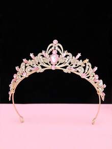 1 件简约时尚女孩公主皇冠头饰，水钻发饰巴洛克儿童皇冠，适合生日礼物、派对发饰 - 彩色 - 查看 8
