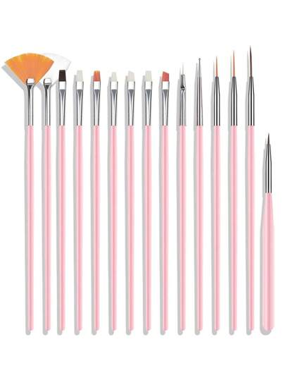 15 Piece Nail Acrylic Brush Set Painting Pen Art Salon Brush Tool Nail Decoration Kit For Nail Salons And Beginners.