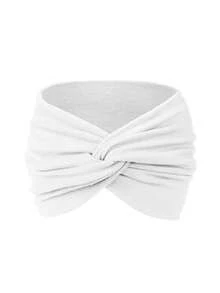 新款纯色宽发带，女士交叉绑带发饰，适合运动、瑜伽，时尚女孩头巾，休闲波西米亚风，欧美运动发带，女士宽版瑜伽弹力发带，跑步发带，运动发饰，头饰，返校发饰 - 彩色 - 查看 21