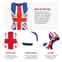 Ladies Union Jack Dress & Bow Headband – British Flag Costume For Women – Fancy Dress For Eurovision, Festivals, Hen Parties & 90s Themed Events - Union Jack Dress, Spice Girls Costume, British Flag Dress, Ladies Fancy Dress, Eurovision Outfit, 90s Party Costume, Patriotic Women's Outfit, Red White Blue Dress, Bow Headband Costume, Best Of British Look - red white and blue - View 2