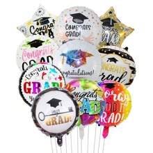 10pcs 18inch Grad Round Star Foil Balloons Congratulation Graduation Helium Balloon Graduation Party Decorations