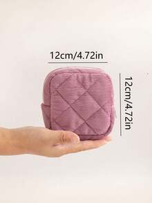 1pc Solid Color Rhombus Plaid Large Capacity Sanitary Pad Storage Bag, Cosmetic Organizer Bag, Ladies Makeup Pouch, Girls Tampon Storage Bag, Wallet-Style Portable Makeup Brush Holder Clutch