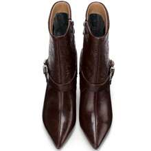 TDD Mid Calf Boots For Women Stiletto Pointed Toe Winter Buckle Extra Wide Calf Botas Para Mujer Dressy Warm Lined Ladies Fashion 3 Inch High Heels