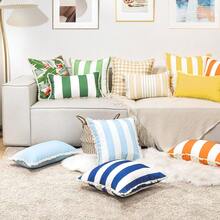2PCS Waterproof Fringe Throw Pillow Covers, Stripe Decor Cushion Covers For Outdoor Patio, Balcony, Sofa - Blue - View 7