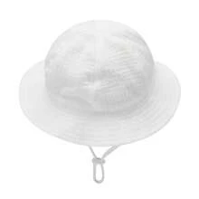 Baby Boy Girl Cotton Sun Hat Summer Bucket Hat Infant Wide Brim Fisherman Hat With Chin Strap - trắng - Xem 5