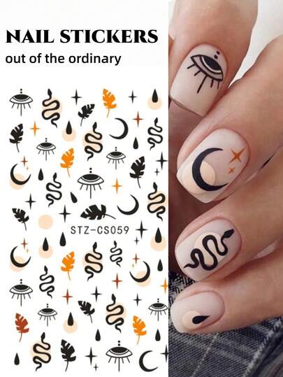 1pc Y2K Nail Stickers, Punk Self-Adhesive Nail Art Stickers, Western Style Slider Nail Decor, DIY Nail Art Accessories