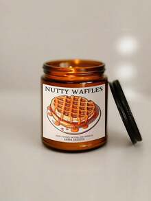 1 件香薰蜡烛、罐装蜡烛、坚果华夫饼香薰大豆蜡烛、山核桃香薰蜡烛、华夫饼、美食礼品、烘焙香氛、甜点蜡烛、露营礼品、户外爱好者、蜡烛、礼品、家居装饰