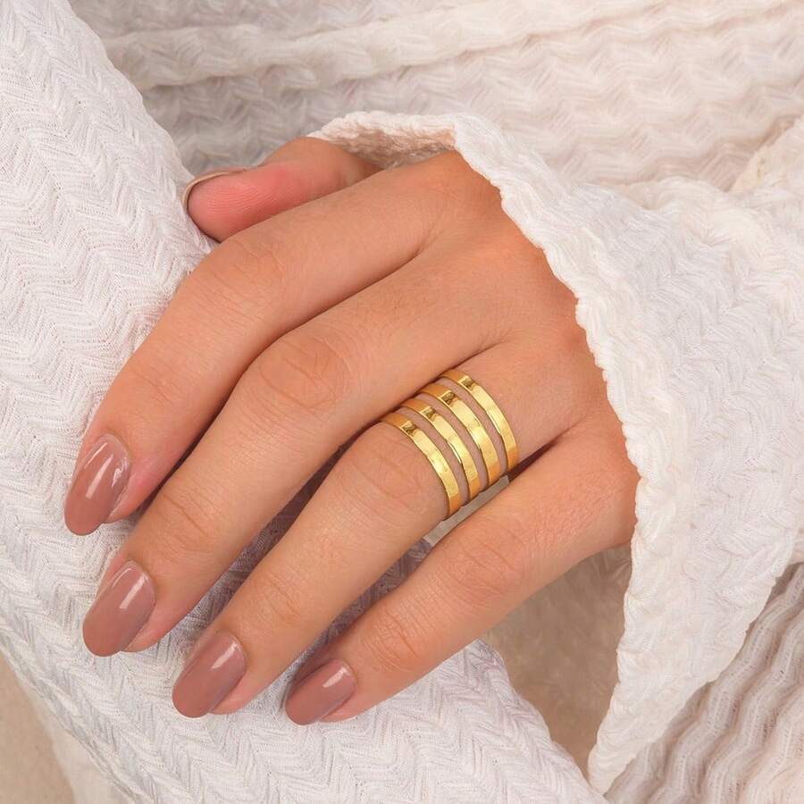 Smooth Four-Lap Ring With 18k Gold Plating - Amarillo Oro - Ver 1