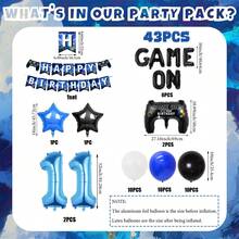 Juego de 42 piezas/43 piezas para fiesta de cumpleaños con temática de juegos, ¡A jugar! Decoraciones de fiesta de cumpleaños de jugador con control de videojuegos azul y negro, pancarta de feliz cumpleaños y globos, adecuado para fiesta de cumpleaños, fiesta con temática de juegos, props para fotos, decoración para fiesta en casa - Multicolor - Ver 9