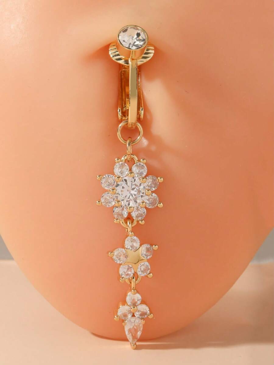 1pc Fashionable & Elegant 18K Faux Navel Belly Button Ring