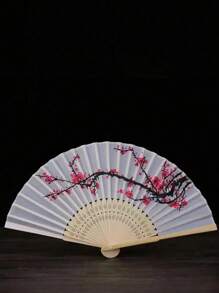 1pc/3pcs Chinese Style Ink Painting Plum Blossom Female Folding Fan Silk Fan Wedding Elegant Plum Blossom Silk Fan Summer Cooling,Beach,Travel