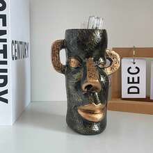 1pc New Resin Abstract Human Face Flower Vase Home Decor Craft Gift - Multicolor - View 6