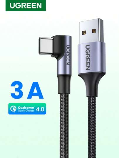 UGREEN Cable USB C de nailon UGREEN de 90 grados, cargador rápido compatible con Samsung Car Play Nan para carga rápida