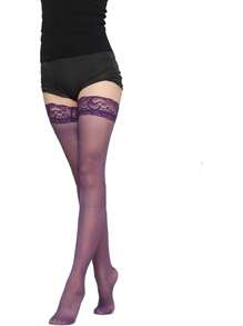 Collant alti sopra il ginocchio per donna taglie forti, calze autoreggenti in pizzo per cosce, calze a rete per donna