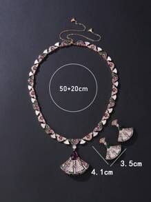 1 Juego de 3 piezas Joyería de Zirconia Cúbica Lujosa, Conjunto de Collar y Pendientes, Estilo Personal de Moda, Collar a Juego con Accesorios de Vestir, Regalo para Vacaciones, Cumpleaños, Día de San Valentín