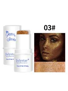 8 Color Stage Makeup Face Glitter Eyeshadow, Highly Pigmented Sparkling Body Highlighter Stick. Once Set, The High-Intensity Eyeshadow Can Maintain Its Original State For Hours Without Creasing Or Fading. Waterproof And Sweat-Proof, Lasting All Day Long. The Compact And Lightweight Packaging Design Is Convenient For Carrying And Traveling. Suitable For Music Festival Accessories, Stage Performances, Carnivals, Theme Parties, Birthday Parties, Holiday Events, Cosplay, Halloween Makeup, Christmas Makeup, Or Other Glitter Needs.