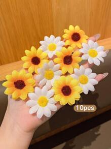 10 piezas Ganchos para el cabello con diseño de girasol, pasadores de estilo coreano, accesorios para el cabello