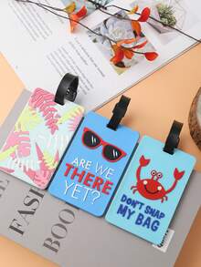 3pcs/1pc Luggage Tag, Bright Color Name Card Holder, Unique Travel Luggage Tag, Suitcase Identification Tag For Female Male Interesting Luggage TagLuggage Tag Travel Accessories Travel Essentials Travel Organizer For Beach Summer Vacation Back To School