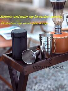Customized Outdoor Mini Stainless Steel Shot Glass Set Of 4 Pcs, Portable Water Cup For Hiking, Camping, Bar, Restaurant, Suitable For Elders, Friends, Father's Day Gift