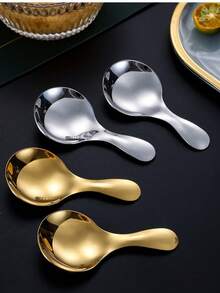 1/3/6 pièces Cuillère à soupe à manche court en acier inoxydable, Cuillère ronde, Cuillère à thé, Cuillère à dessert, Cuillère à glace, Cuillère à assaisonnement, Cuillère à manger pour enfants, Cuisine, Cadeau de Noël, Fournitures scolaires - Multicolore - Voir 7