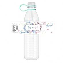 10pcs/Set Blue And Pink Floral Bow Theme Water Bottle Labels, Blue And Pink Floral, Bow, And Letter Pattern Water Bottle Stickers, Suitable For Labeling Beverages, Cans, Cups, Etc. Ideal For Decorating Parties Such As Birthday, Shower, Engagement, Picnic, And As Gift Packaging Supplies, Gift Packaging Labels