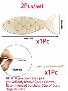 40PCS/20sets DIY Wooden Fish Cutouts Unfinished Wood Ornament Blanks Fish Shaped Wooden Things To Paint, Wood Hanging Ornaments With Hemp Rope Crafting Supplies Home Party Decoration,Open Design, Easy To Hang,Halloween Decorations, Halloween Party Supplies, Christmas Decorations, Christmas Party Supplies
