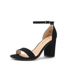 Women Black Chunky High Heeled Sandals Classic Ankle Strap Open Toe Summer Heeled Sandals For Summer And Spring Wearing, Mother's Day - màu đen - Xem 4