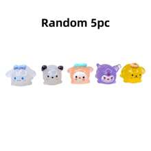 Sanrio 5pcs/7pc Sanrio Hello KT, My Melody, Kuromi, Cinnamon Dog Resin Charms - Luminous DIY Decorative Accessories, Cute Pastel Figurines With Bows, Perfect For Birthdays, Valentine's Day, Christmas, Halloween And Family Gatherings, Party Gifts | Whimsical Charm | Best Small Gifts For Women