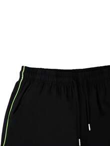 1pc Men's Spring/Summer Sportswear, Casual Loose Outdoor/Running/Training Sweatpants, Daily Commuting, Fashion Loose Straight Leg Contrast Color Casual Pants For Summer Holiday/Beach - Black - View 3