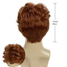 Herren Perücken, kurze rote orange Perücke, synthetisch, hitzebeständig, natürliche geschichtete Haare für Teenager, für Halloween Kostüm Cosplay tägliche Party REEWES Perücke 12 Zoll/30 cm