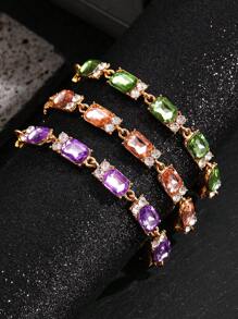 Damen Armband mit verstellbarem buntem Würfel und künstlichem Zirkonia-Stein, geeignet für Alltag, Party, Urlaub, Valentinstag, Geburtstag, Verlobungsgeschenk