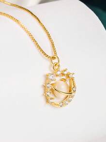 1pc Dreamy Planets & Universe Astronomy Sphere Colorful Pendant Necklace, Suitable For Women Everyday Wear