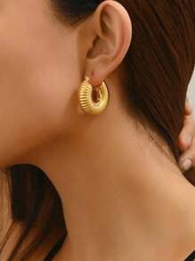 3pairs Luxury Stainless Steel Exaggerated Water Drop Stud Earrings Set, Suitable For Wear And Gift Giving