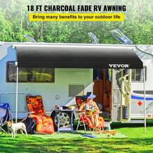 Durable 18ft Charcoal Fade RV Awning Replacement Fabric For Campers And Trailers - Black - View 7