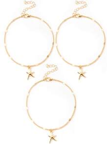 1pc Fashionable Minimalist Pentagram Pendant Anklet, Versatile Daily Wear Elegant Gift For Men & Women
