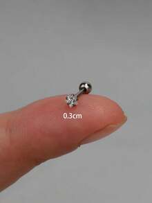 1 件装微型水晶 CZ 星形耳骨穿孔不锈钢螺丝耳钉耳屏扁平耳轮耳垂耳轮软骨海螺耳环女士珠宝 - 一個球球不鏽鋼CZ星星耳釘 - 查看 12