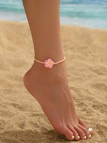 1 件波西米亚风格串珠花朵脚链，适合日常穿着和海滩度假