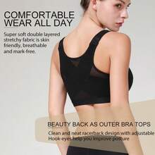 Women Push Up Bra Compression Shaper Back Support Brasier - Black - View 6