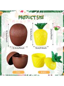 1/3pcs Hawaiian Summer Pineapple Coconut Drinking Cups Strawberry Shaped Juice Drink Cups For Birthday Wedding Beach Pool Party