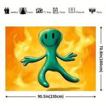 1 Piece Of Abstract Cartoon Character Background Cloth For Birthday Parties, Polyester, Used For Photography, Birthday Party, Camera Room Decoration - Multicolor - View 3
