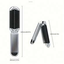 1 Stück tragbarer, faltbarer Haarbürste mit integriertem Spiegel - kompakte Reise-Massagebürste zum Stylen und Pflegen, Nylonborsten, ABS-Kunststoffgriff, ideal für Gym, Geldbörse, Schwimmen und Reisen