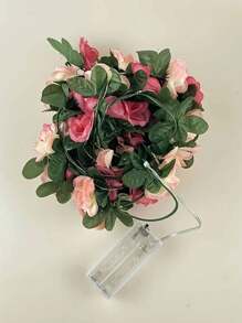 1pc 20LED 2M Pink Rose Vine String Light For Balcony, Window, Bedroom, Dining Room, Garden Decor, Romantic Table Lamp, All Season