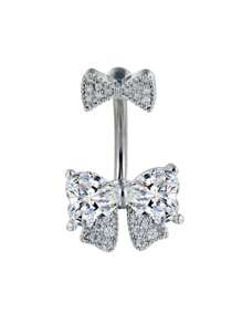 1 pièce Anneau de nombril en acier inoxydable 316 avec un joli nœud rose en zirconium. Bijou de piercing corporel doux et délicat, idéal pour un port quotidien avec plusieurs options de couleurs