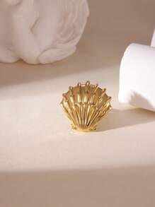 1 Stück übertriebener 18K Edelstahl Ring mit Meeresstern- und Muscheldesign, geeignet für Frauen als Urlaubsschmuck und täglichen Gebrauch