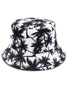 Cappello a secchiello reversibile unisex con stampa di palme, adatto per uso casual quotidiano e vacanze all'aperto. Cappello da sole estivo da uomo, adatto per attività all'aperto estive come escursionismo e pesca
