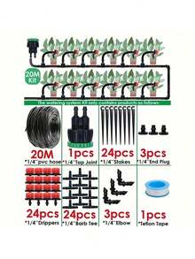 滴灌套件自动浇水系统喷嘴适用于农田盆景植物花卉蔬菜温室 - 彩色 - 查看 12